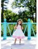 Kids Formal White And Pink Satin Flower Girl Dress